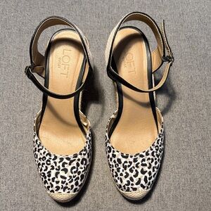 LOFT Black and Cream Leopard Espadrilles